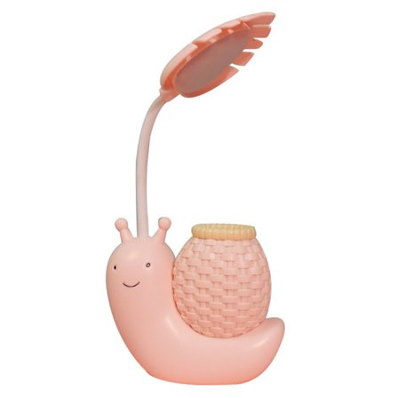 (Rosa) Tegneserie snegle pennbeholder LED bordlampe oppladbar ch