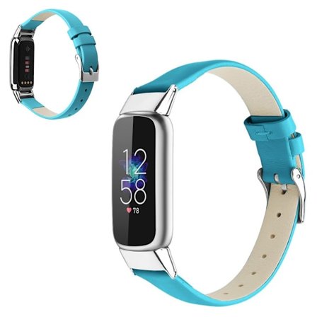 Fitbit Luxe klockarmband i äkta läder - Blå / Storlek: L