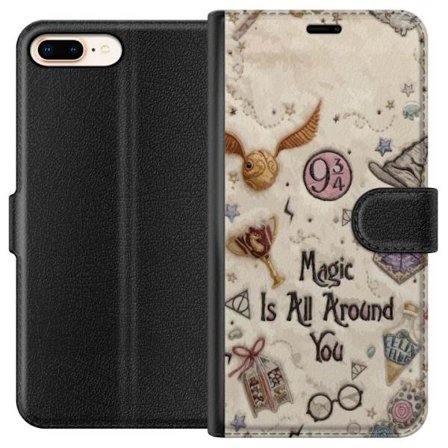 Yhteensopiva Lompakkokotelo Apple Apple iPhone 7 Plus Kirjailtu taianomainen kuvaus, jossa on symboleja, lainauksia ja satumaailmaa, joka on inspiroit