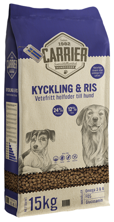 Carrier - Kylling og ris 15 kg - Hund - Hundefôr & hundemat - Tørrfôr for hund - ZOO.no