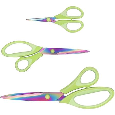 Kontorssaks, Syssaks, Venstrehåndssaks, Titansaks, Professionel Super Skarp, Blød Og Komfortabel Håndtag, Multifunktionel, Grøn