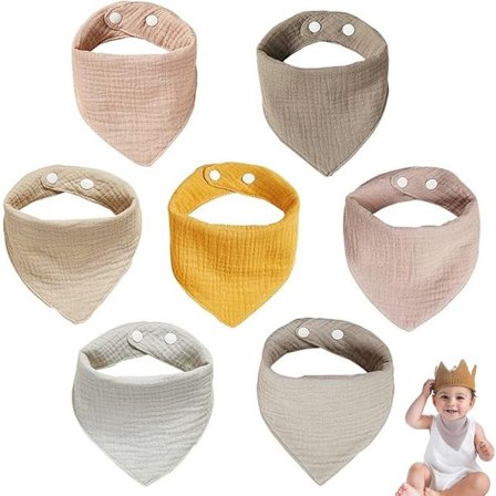 Bibs - 7-delars set - Rapduk - Babyhalsduk - För matning/dreglande/klädskydd - Bomull