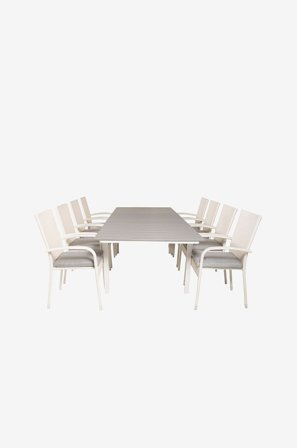 Venture Home - Spisegruppe Levels med 6 spisestoler Anna - Hvit - Spisegrupper - Fra Homeroom