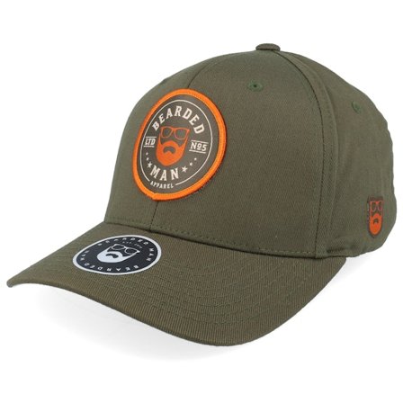 Bearded Man - Verde flexfit Boné - Beard Logo R Wooly Combed Olive Flexfit @ Hatstore
