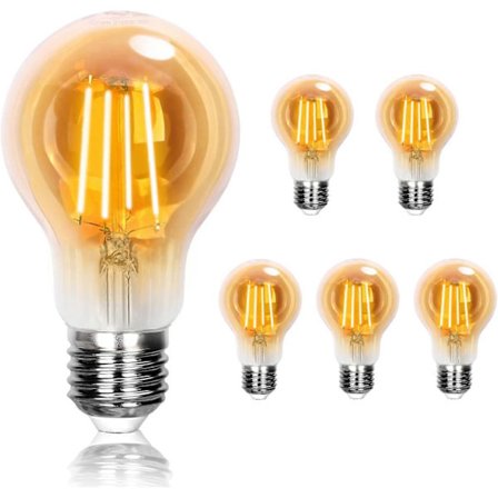 Vintage Edison Glödlampa E27 8W, Varmvit 2200K, A60 Dekorativ Lampa, Perfekt för Hem, Bar, Café, Restaurang, Ej Dimbar, 6-pack_MGF