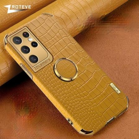Samsung Galaxy S21 Plus -Lyxigt Stilrent skal med ring ställ-fun Yellow one size