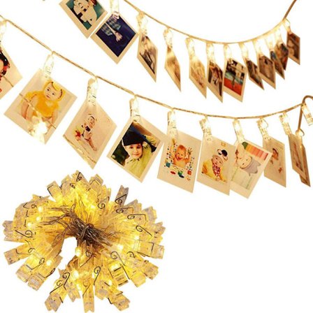 1st Ljusslinga med 20 lysande klädnypor för foton mm, LED