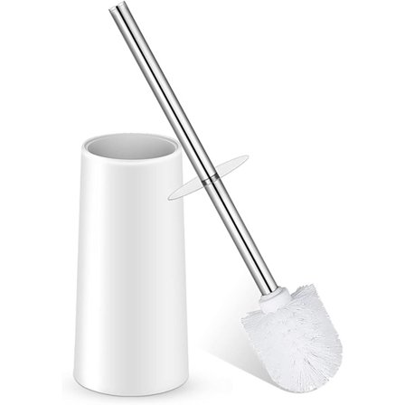 Toalettborste, toalettborste med hållare, toalettborste med rostfritt stålhandtag Hållbara borst Djuprengöring