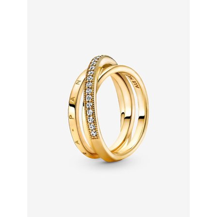 Pandora - Crossover Pavé Triple Band Ring - 14k guldbelægning