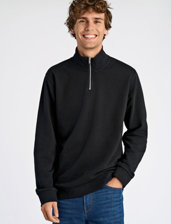 Lindbergh Jersey Half Zip Sweat - Black - XL