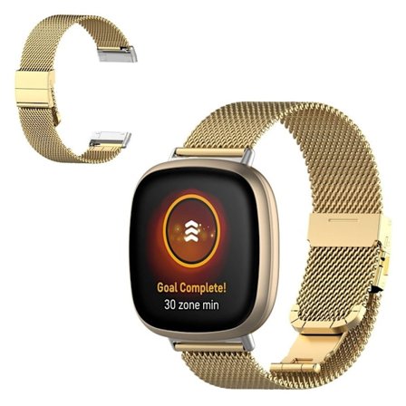rostfritt stål klockarmband för Fitbit Sense / Versa 3 - guld