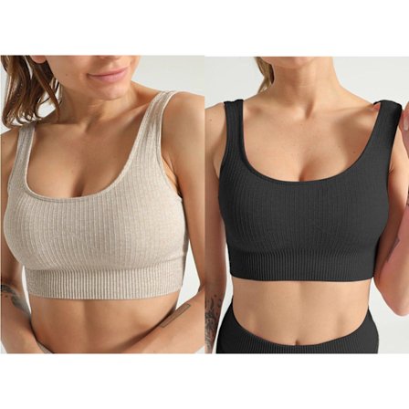 Svart Sömös Ribbad sport bh L black l