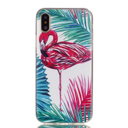 Palm Flamingo - Retroskal av silikon för iPhone X/XS