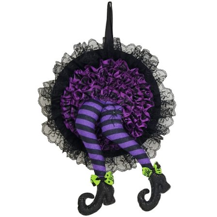 Halloween krans med häxhatt ben mesh dekor