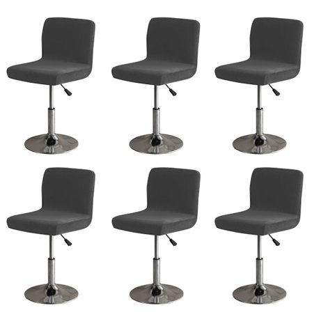 Svart barstol stolsöverdrag set om 6 avtagbara stretch stolsöverdrag med ryggöverdrag för kort gunga