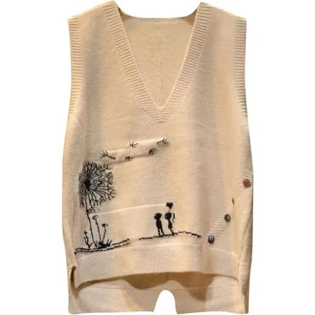 /HH/ Kvinner Strikkede Ermeløse Gensere Blomstermønstret Genser Vester V-hals Gilet Vest Topp