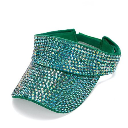 Sztxj Skinnende Rhinestones Almindelig Sports Solskærm Justerbar Sommerkasket Solskærme til Kvinder Mænd Golf Tennis Cykling Løb Jogging Grøn