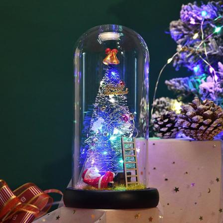 LED Julgran Glas Cover Santa Deer Creative Söt Ljus Ornament Dekoration för julen Birt
