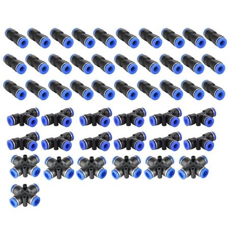 49 stk Pneumatiske Koblinger Pza/pu/pe Vandrør Rørkoblinger 8mm Plast Slange Hurtigkoblinger T-stykke