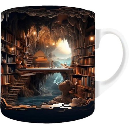 Rymd Mugg | Bokmugg | 3d Biblioteksbokhylla Mugg | En Bibliotekshylla Kopp | 3d Bokhylla Mugg Kreativ Rymddesign Flerfunktionell Keramisk Mugg | 