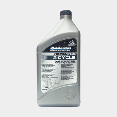 Halfsynthetische olie voor 2-takt buitenboordmotoren Quicksilver Premium Plus 2-Stroke Marine Engine Oil Synthetic Blend, NMMA TC-W3, 1 liter