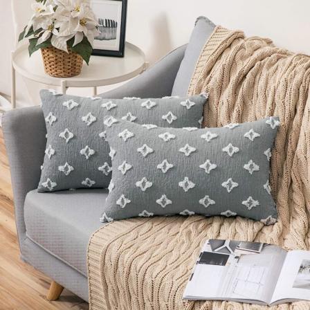Ett set med 2 dekorativa örngott, diamant jacquard örngott, sommar soffa mjuka rektangulära kuddfodral, 12x20 tum, beige