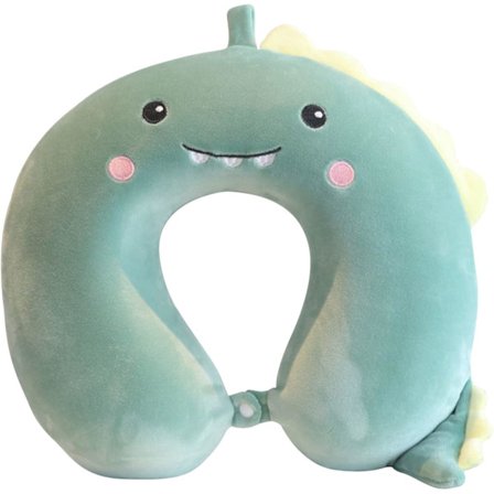 Söt resekudde för barn och vuxna, minnesskum U-formad nackkudde, nackstöd flygplanskudde (Liten dinosaurie)