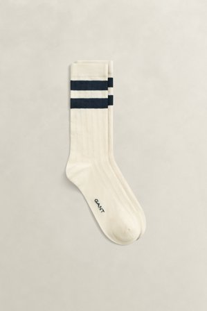 GANT Herren Gestreifte Sportsocken (43-45) Weiß