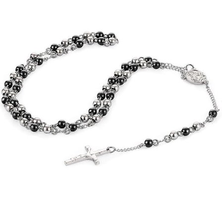 Korshalsband Pärla Religiös Krucifix Kristet Silverfärg Present Till Pojkvän Män Smycken Cadenas Hombre