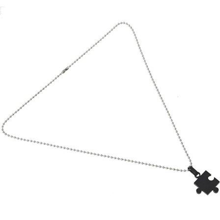 2 stk. rustfrit stål puslespil kærlighed Valentinsdag par hans og hendes poleret mand kvinde kæde vedhæng halskæde - sort