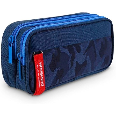 Skole Penalhus for Barn, Stor Kapasitet med 3 Rom for Gutt og Jente, Blå