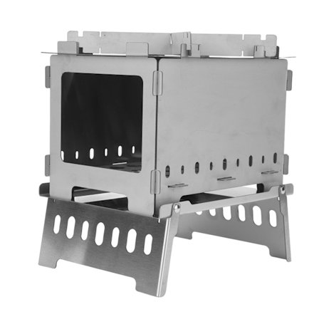 Foldbar bærbar rygsæksovn i rustfrit stål, vindsikkert brændeovn til udendørs jagt, vandreture og camping