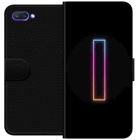 Kompatibelt Lommeboketui til Honor Honor 10 Minimalistisk neonbokstav I i regnbuefarger mot mørk bakgrunn