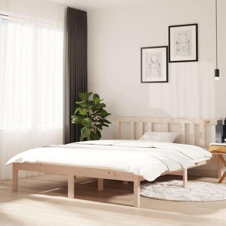 Vidaxl Sängram Massivt Trä 140x190 Cm Brun