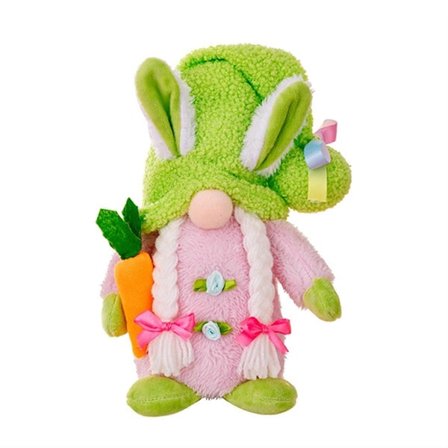 Søt Påske Gnome Gave, LED Lysende Gnome Lampe med Hatt, grønn