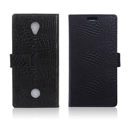 Acer Liquid Zest Krokotiilinnahka Kotelo Lompakko Standillä - Musta