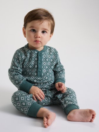 Overall Merinowolle Jacquard - 50|56 - kinderbekleidung - green - Polarn O. Pyret