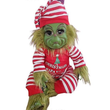 Grinch Julplyschdocka Återfödd Baby Grinch Plyschleksak Present (FMY)