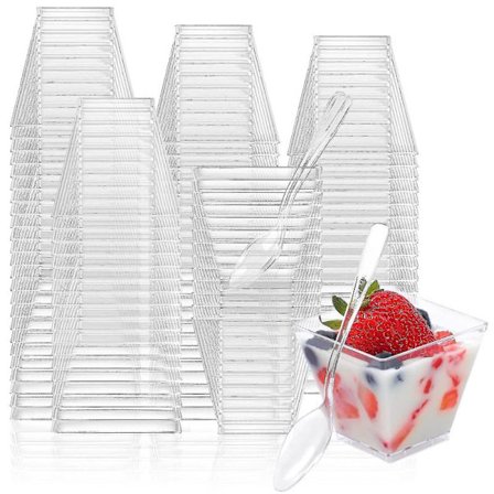 2oz Mini Dessertkopper Til Fest Pudding Frugtis - kopper med skeer -