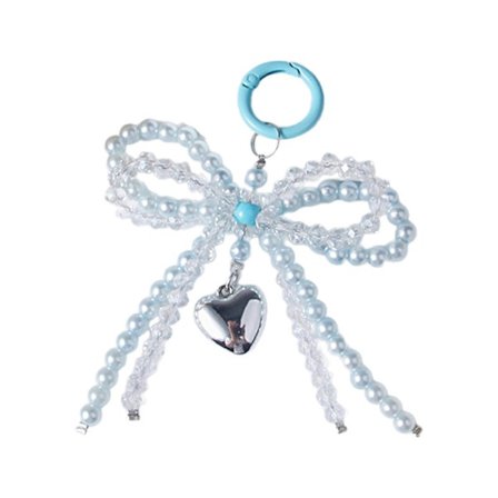 Sofistikeret Håndtaske Nøgle Tilbehør Robust Perler Krystal Sløjfe Hængende Nøgle Ornament til Nøgler og Tasker Udvalg Hvid