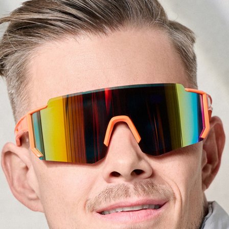 Orange Wraparound Sports Sunglasses for Men - Sports sunglasses