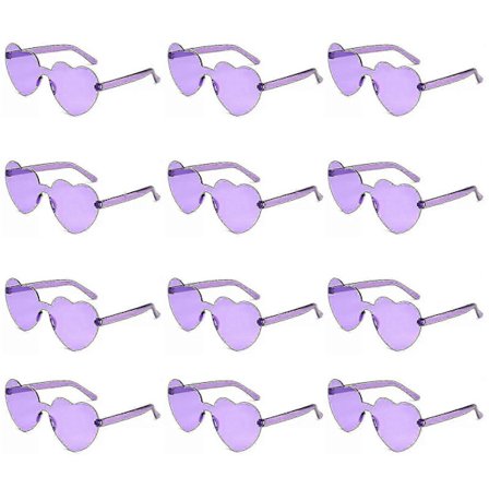 12 st Hjärtformade solglasögon för kvinnor, transparenta hjärtformade solglasögon, storpack roliga solglasögon för festfavörer