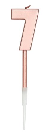 Tårtljus Roséguld Metallic 14 cm "0-9" Siffra 7 - Kalaslagret.se