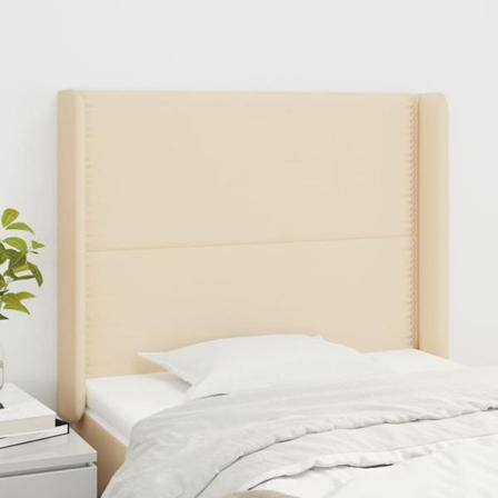 Vidaxl Huvudgavel Med Kanter Gräddvit 93x16x118/128 Cm Tyg Kräm