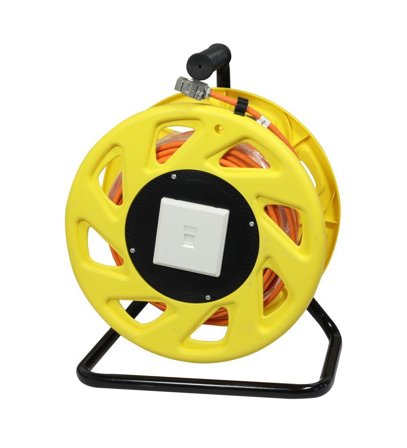 SYNERGY Kabeltrommel, CAT6A, 50m, CAT7A Rohkabel S-STP(S/FTP), mit 2x Buchsen RJ45(CAT6A), LSZH, Synergy 21