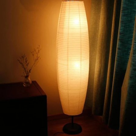 Rispappersgolvlampa Kreativ Hög Lampa Belysning Vardagsrum Endast Lampskärm