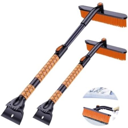 Auton jääraappa, puhdistusharja, lumiharja, auton jatkettava lumiharja pyörivällä harjaspäällä ja ergonomisella vaahtomuovikahvalla SUV-auton kuorma-