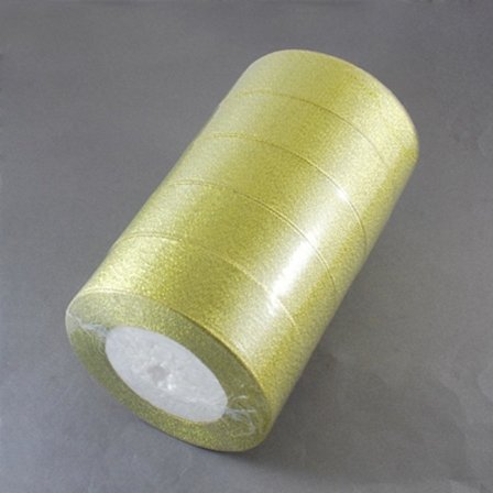 1 Rulle (25yard=22,89 mt.) Guldfärgad Organzaband 30 mm. bred