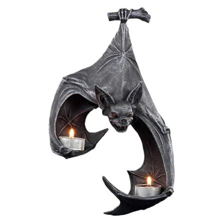 Vägglampa Kandelaber, Bat Vägg Tealight Hållare, Rustik Medeltida Väggdekor Skulptur Hängande Dekoration Halloween