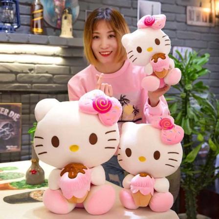 Kawaii Pehmolelut Nuket Jäätelö Pehmeä Täytetty Tyyny Anime Eläin Sisustus Joululahja Pehmo tytöille Lahjat Lapset Hello Kitty plush